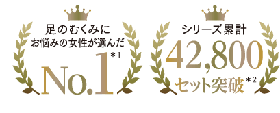 足のむくみにお悩みの女性が選んだNo.1 / シリーズ累計42,800セット突破